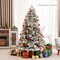 Costway 4.5FT/6FT/7 FT Pre-Lit Flocked Christmas Tree Hinged w/ 120/260/300 LED Lights & 757/1415/1687 Branch Tips